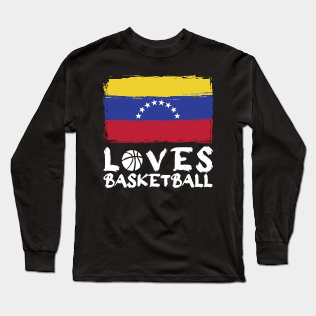 Venezuela Loves Basketball Long Sleeve T-Shirt by Arestration